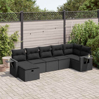 Thumbnail for 7-tlg. Garten-Sofagarnitur mit Kissen Schwarz Poly Rattan