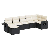 Thumbnail for 7-tlg. Garten-Sofagarnitur mit Kissen Schwarz Poly Rattan
