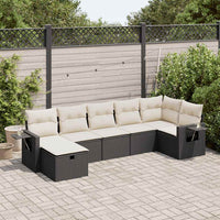Thumbnail for 7-tlg. Garten-Sofagarnitur mit Kissen Schwarz Poly Rattan