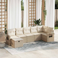 Thumbnail for 7-tlg. Garten-Sofagarnitur mit Kissen Beige Poly Rattan