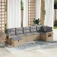 Thumbnail for 7-tlg. Garten-Sofagarnitur mit Kissen Beige Poly Rattan