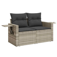 Thumbnail for 7-tlg. Garten-Sofagarnitur mit Kissen Hellgrau Poly Rattan
