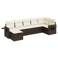 Thumbnail for 7-tlg. Garten-Sofagarnitur mit Kissen Braun Poly Rattan