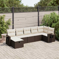 Thumbnail for 7-tlg. Garten-Sofagarnitur mit Kissen Braun Poly Rattan