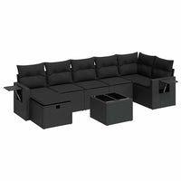 Thumbnail for 8-tlg. Garten-Sofagarnitur mit Kissen Schwarz Poly Rattan