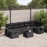 Thumbnail for 8-tlg. Garten-Sofagarnitur mit Kissen Schwarz Poly Rattan