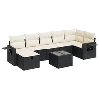 Thumbnail for 8-tlg. Garten-Sofagarnitur mit Kissen Schwarz Poly Rattan