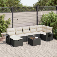 Thumbnail for 8-tlg. Garten-Sofagarnitur mit Kissen Schwarz Poly Rattan
