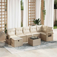 Thumbnail for 8-tlg. Garten-Sofagarnitur mit Kissen Beige Poly Rattan