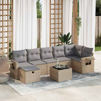 Thumbnail for 8-tlg. Garten-Sofagarnitur mit Kissen Beige Poly Rattan