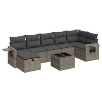 Thumbnail for 8-tlg. Garten-Sofagarnitur mit Kissen Grau Poly Rattan