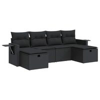 Thumbnail for 6-tlg. Garten-Sofagarnitur mit Kissen Schwarz Poly Rattan