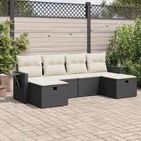 Thumbnail for 6-tlg. Garten-Sofagarnitur mit Kissen Schwarz Poly Rattan