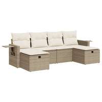 Thumbnail for 6-tlg. Garten-Sofagarnitur mit Kissen Beige Poly Rattan