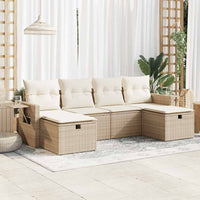 Thumbnail for 6-tlg. Garten-Sofagarnitur mit Kissen Beige Poly Rattan