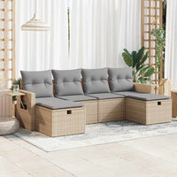 Thumbnail for 6-tlg. Garten-Sofagarnitur mit Kissen Beige Poly Rattan