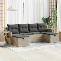 Thumbnail for 6-tlg. Garten-Sofagarnitur mit Kissen Hellgrau Poly Rattan