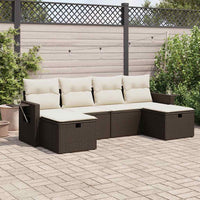 Thumbnail for 6-tlg. Garten-Sofagarnitur mit Kissen Braun Poly Rattan