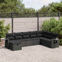 Thumbnail for 8-tlg. Garten-Sofagarnitur mit Kissen Schwarz Poly Rattan