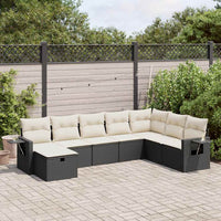 Thumbnail for 8-tlg. Garten-Sofagarnitur mit Kissen Schwarz Poly Rattan