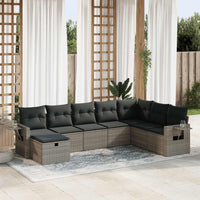 Thumbnail for 8-tlg. Garten-Sofagarnitur mit Kissen Grau Poly Rattan