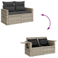 Thumbnail for 8-tlg. Garten-Sofagarnitur mit Kissen Hellgrau Poly Rattan