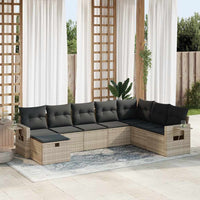 Thumbnail for 8-tlg. Garten-Sofagarnitur mit Kissen Hellgrau Poly Rattan