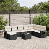 Thumbnail for 9-tlg. Garten-Sofagarnitur mit Kissen Schwarz Poly Rattan