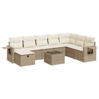 Thumbnail for 9-tlg. Garten-Sofagarnitur mit Kissen Beige Poly Rattan