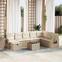 Thumbnail for 9-tlg. Garten-Sofagarnitur mit Kissen Beige Poly Rattan