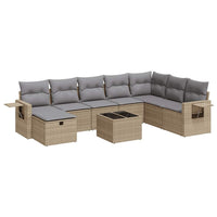 Thumbnail for 9-tlg. Garten-Sofagarnitur mit Kissen Beige Poly Rattan