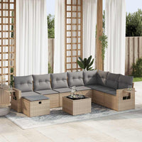 Thumbnail for 9-tlg. Garten-Sofagarnitur mit Kissen Beige Poly Rattan