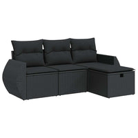 Thumbnail for 4-tlg. Garten-Sofagarnitur mit Kissen Schwarz Poly Rattan