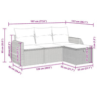 Thumbnail for 4-tlg. Garten-Sofagarnitur mit Kissen Schwarz Poly Rattan