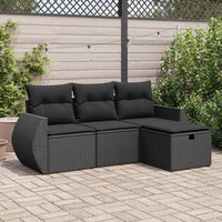 Thumbnail for 4-tlg. Garten-Sofagarnitur mit Kissen Schwarz Poly Rattan