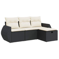 Thumbnail for 4-tlg. Garten-Sofagarnitur mit Kissen Schwarz Poly Rattan