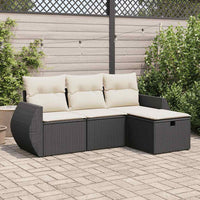 Thumbnail for 4-tlg. Garten-Sofagarnitur mit Kissen Schwarz Poly Rattan