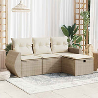 Thumbnail for 4-tlg. Garten-Sofagarnitur mit Kissen Beige Poly Rattan