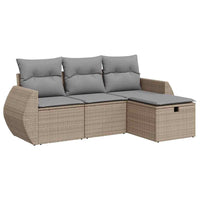 Thumbnail for 4-tlg. Garten-Sofagarnitur mit Kissen Beige Poly Rattan