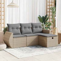 Thumbnail for 4-tlg. Garten-Sofagarnitur mit Kissen Beige Poly Rattan