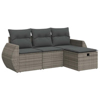 Thumbnail for 4-tlg. Garten-Sofagarnitur mit Kissen Grau Poly Rattan
