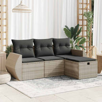 Thumbnail for 4-tlg. Garten-Sofagarnitur mit Kissen Hellgrau Poly Rattan