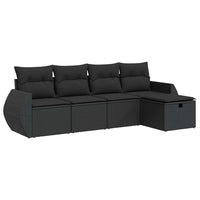 Thumbnail for 5-tlg. Garten-Sofagarnitur mit Kissen Schwarz Poly Rattan