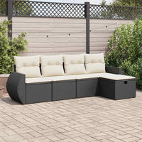 Thumbnail for 5-tlg. Garten-Sofagarnitur mit Kissen Schwarz Poly Rattan