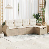 Thumbnail for 5-tlg. Garten-Sofagarnitur mit Kissen Beige Poly Rattan