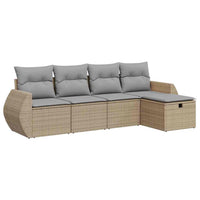 Thumbnail for 5-tlg. Garten-Sofagarnitur mit Kissen Beige Poly Rattan
