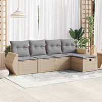 Thumbnail for 5-tlg. Garten-Sofagarnitur mit Kissen Beige Poly Rattan
