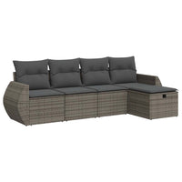 Thumbnail for 5-tlg. Garten-Sofagarnitur mit Kissen Grau Poly Rattan