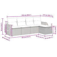 Thumbnail for 5-tlg. Garten-Sofagarnitur mit Kissen Grau Poly Rattan