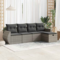 Thumbnail for 5-tlg. Garten-Sofagarnitur mit Kissen Grau Poly Rattan